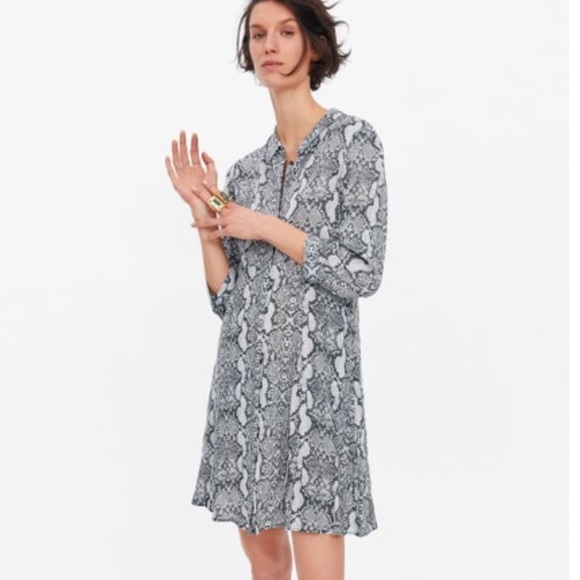 NWT Zara Snakeprint Shirt Dress - Size XS - Picture 2 of 9